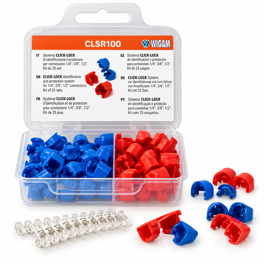 KIT 25 CONJUNTOS CLICK LOCK PARA CONEXIONES 1/4”-3/8”-1/2”