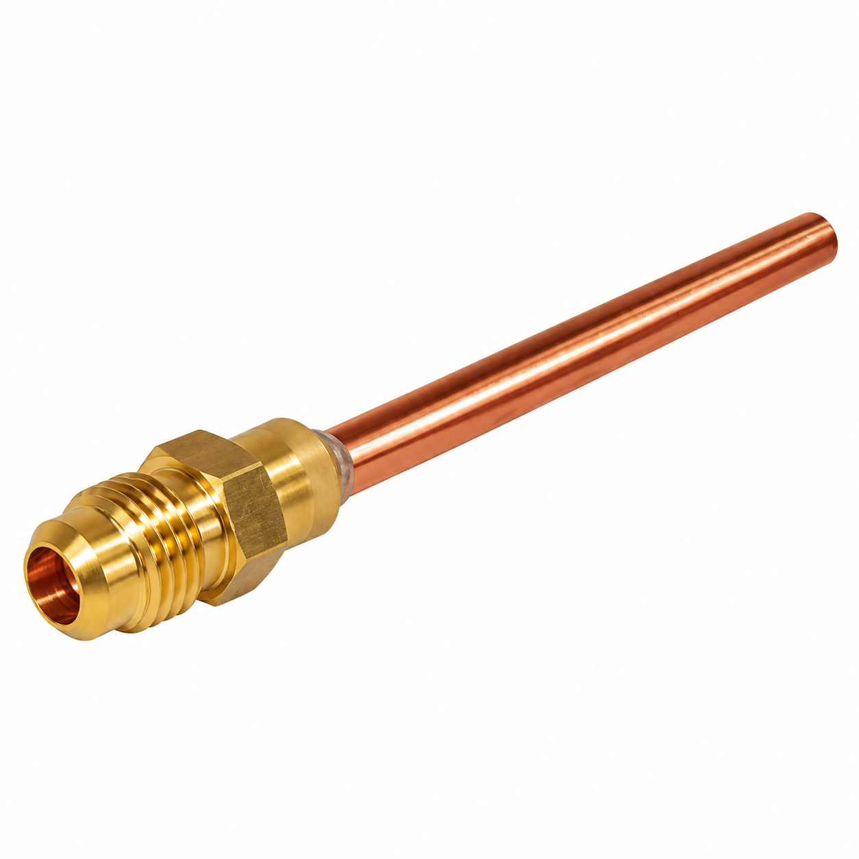 Válvula de obús con tubo de cobre de 100 mm y tapón de latón con llave